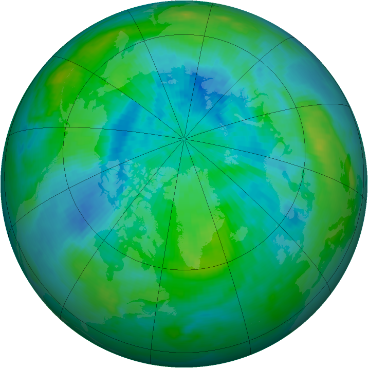 Arctic ozone map for 15 September 1990